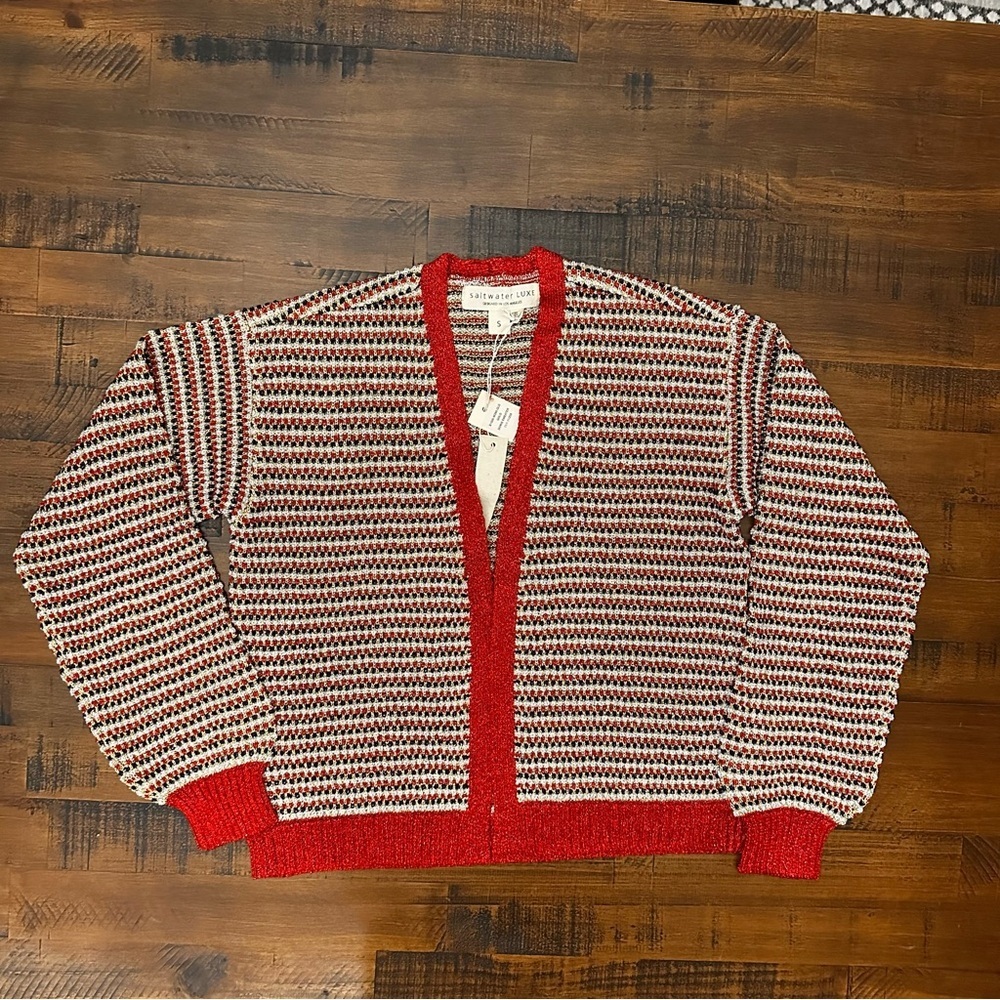 Anthropologie Saltwater Luxe Women's Doris Cardigan Metallic Small NEW $138